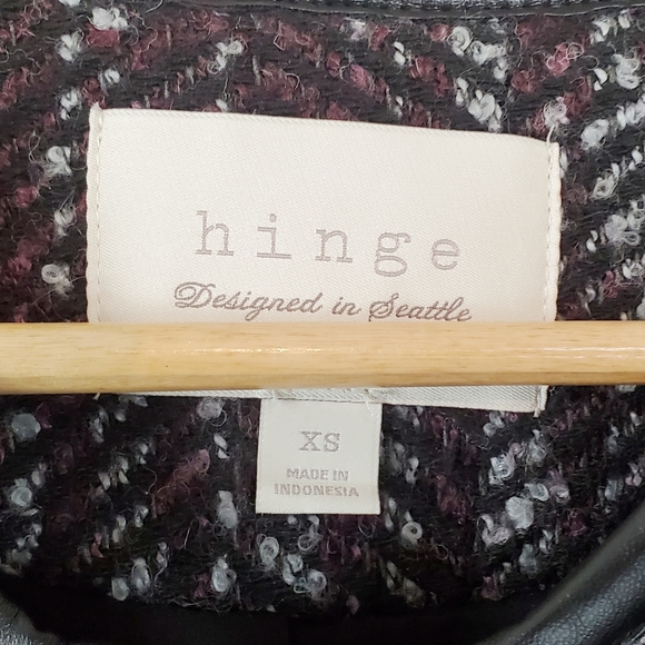 Hinge Black Purple Tweed Jacket Size XS - Picture 3 of 6